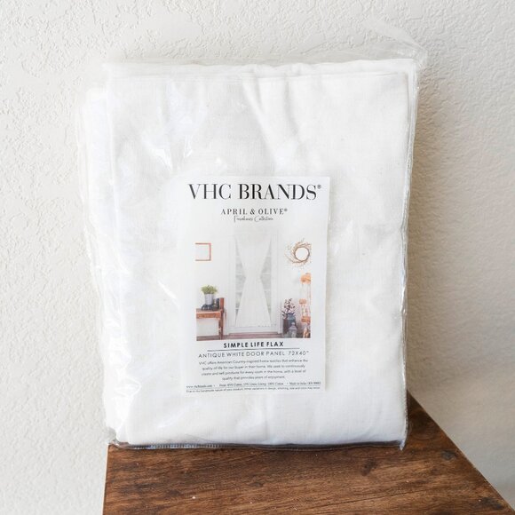 NWT VHC Brands Simple Life Flax Antique White Door Panel Linen Cotton 72"x40" - Picture 2 of 8